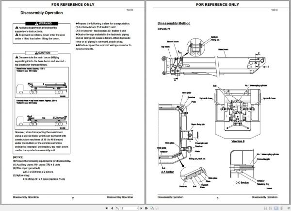 Tadano All Terrain Crane AR 5500M 1 GD5001 Main Boom Disassembly Assembly Procedure Operation Manual 2014 2