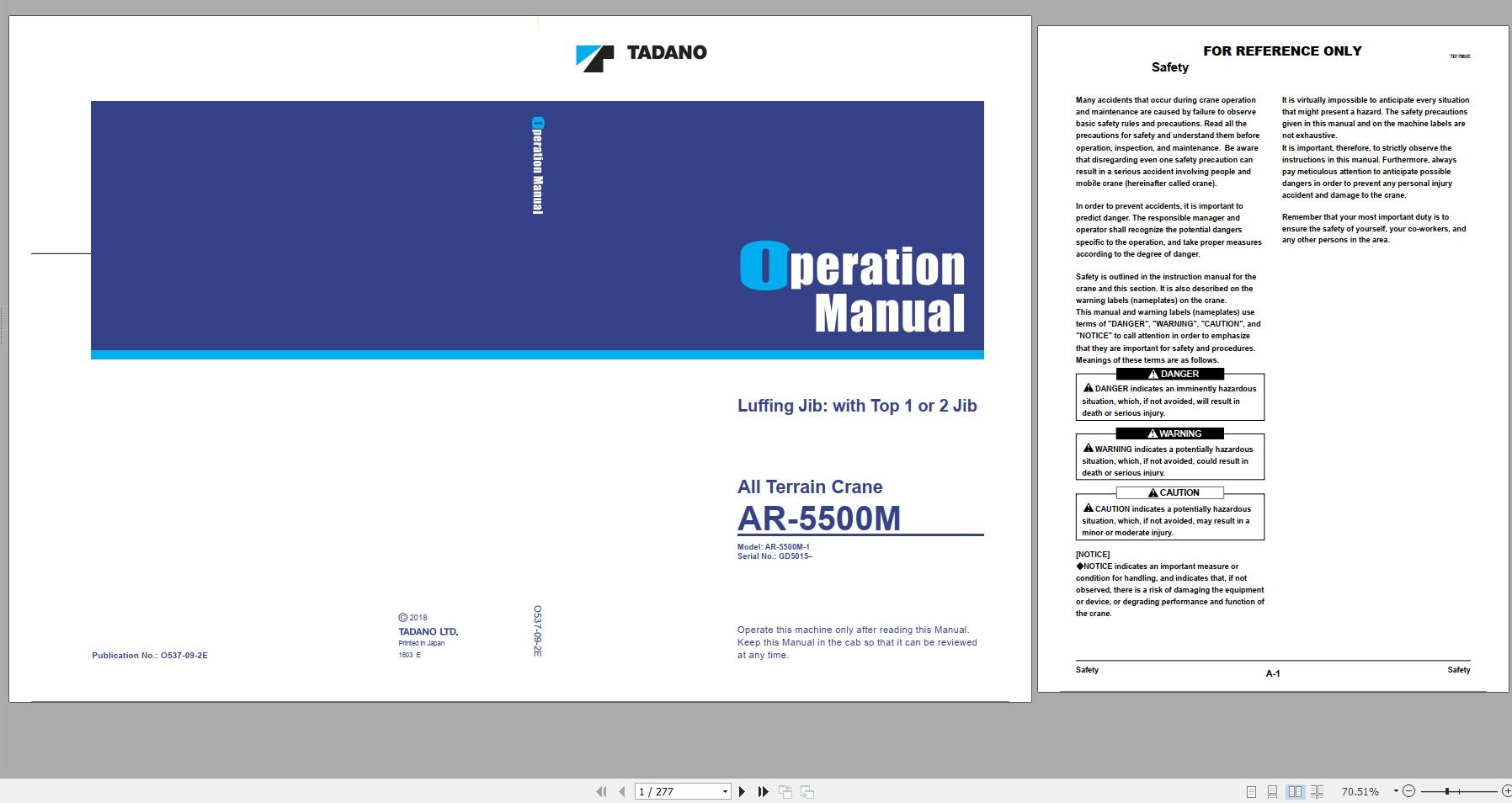 Tadano All Terrain Crane AR 5500M 1 GD5015 Operation Manual 2018 1