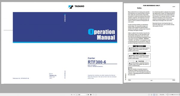 Tadano Carrier RTF300 6 WFN6KFPN724025501 Operation Manual 2014 1