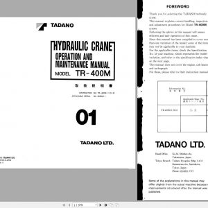 Tadano Hydraulic Crane TR 440M 1 565001 Operation and Maintenance Manual 2000 JP EN 1