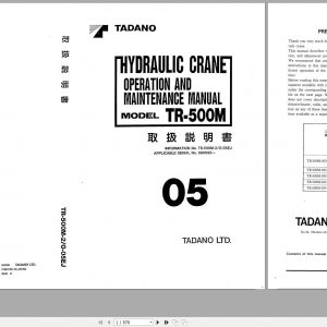 Tadano Hydraulic Crane TR 500M 580592 Operation and Maintenance Manual 2000 JP EN 1