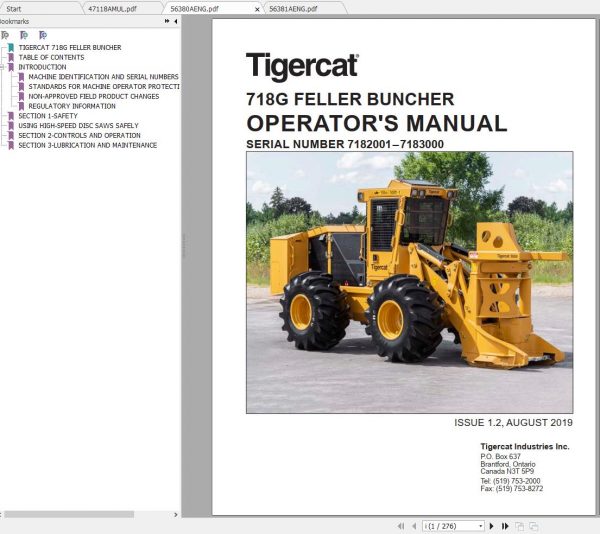 Tigercat 718G Feller Buncher Operator Service Repair Manual 2