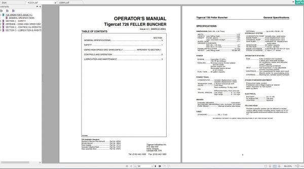 Tigercat 726 Feller Buncher 7260101 7260999 Operator Service Manual 2