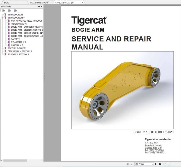 Tigercat BOGIE ARM Service and Repair Manual 1