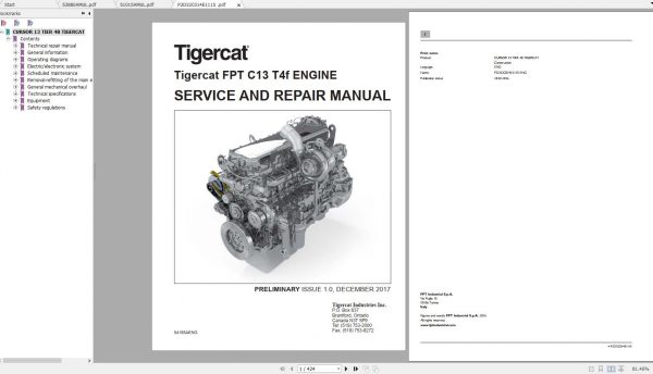 Tigercat FPT C13 T4f ENGINE Operator Service Repair Manual 1