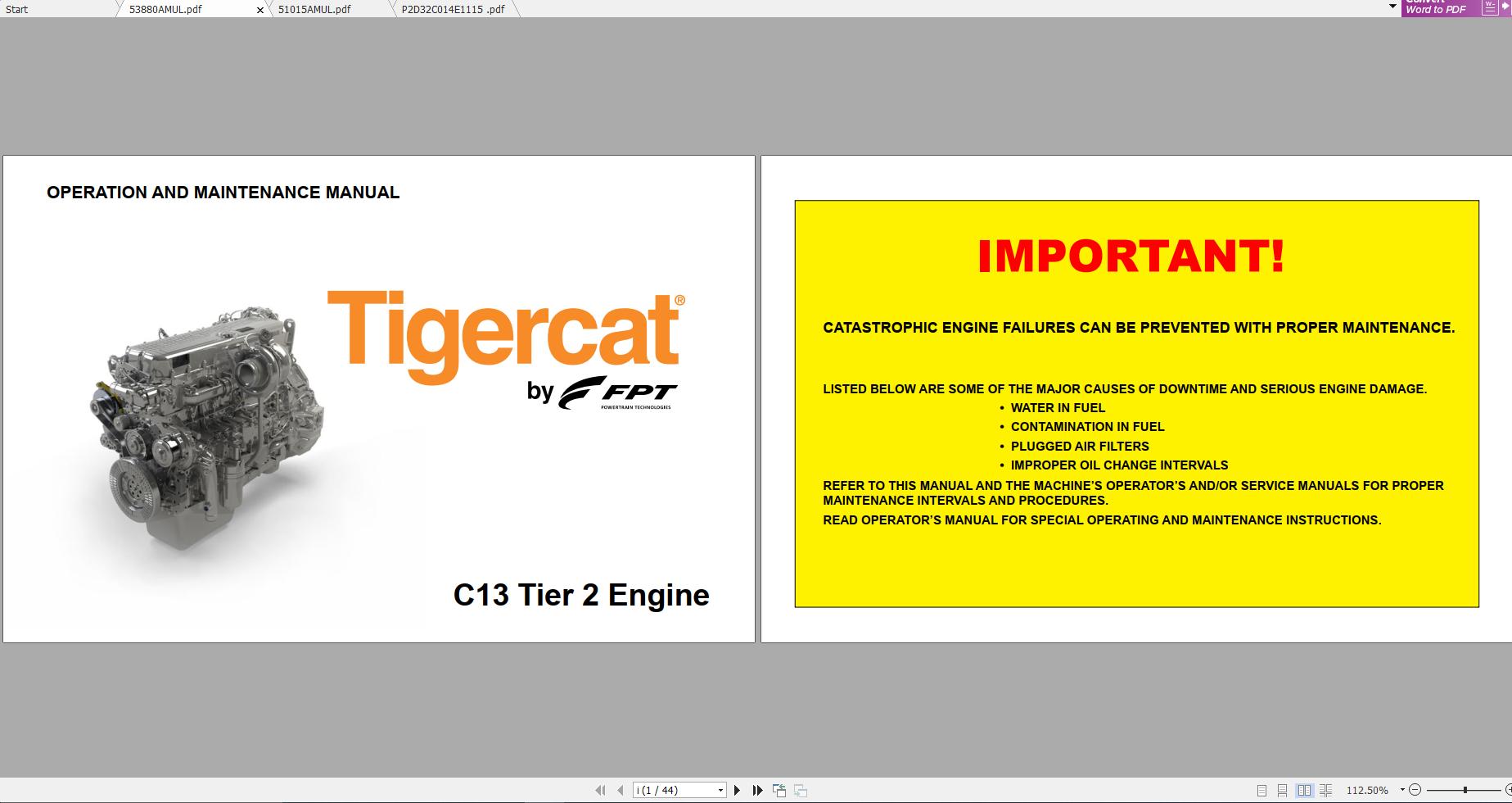 Tigercat FPT C13 T4f ENGINE Operator Service Repair Manual 3
