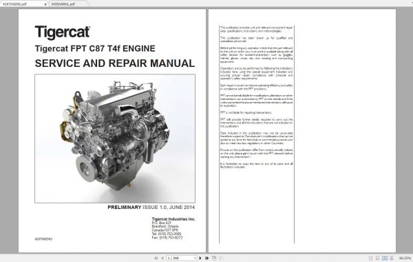 Tigercat FPT C87 T4f ENGINE Operator Service Repair Manual 1