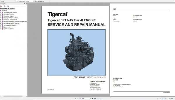 Tigercat FPT N45 Tier 4f ENGINE Operator Service Repair Manual 1