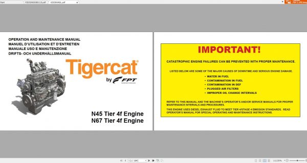 Tigercat FPT N45 Tier 4f ENGINE Operator Service Repair Manual 3