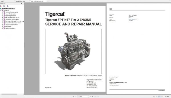 Tigercat FPT N67 Tier 2 ENGINE Operator Service Repair Manual 1