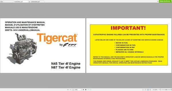 Tigercat FPT N67 Tier 4f ENGINE Operator Service Repair Manual 3