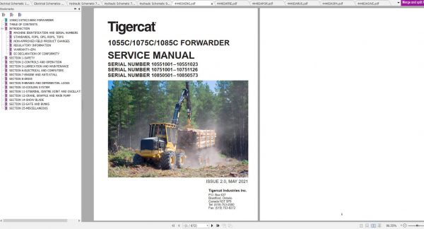 Tigercat Forwarder 1085C 10850501 10851000 Operator Service Manual 1