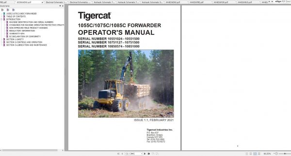 Tigercat Forwarder 1085C 10850501 10851000 Operator Service Manual 2