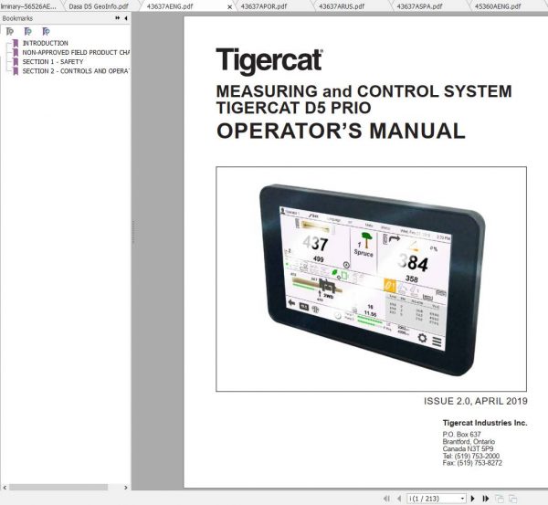 Tigercat Harvesting Head TH568 5680101 5681000 Operators Service Manual 4
