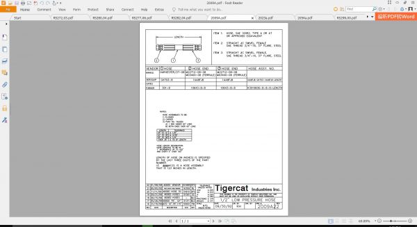 Tigercat Hoses Specs and RS Specs Drawing Collection DVD 2