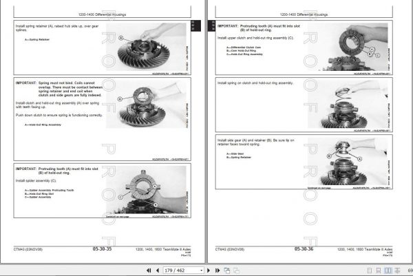 Tigercat John Deere TeamMate II 1200 1400 1600 Axles Component Technical Manual 2