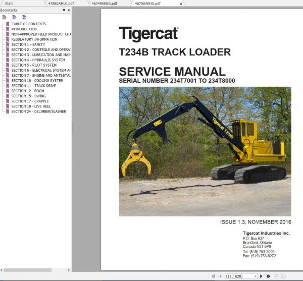 Tigercat Loader T234B 234T7000 234T8000 Operators Service Manual 2