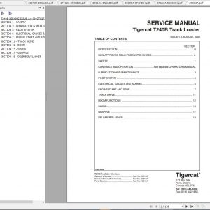 Tigercat Loader T240B 240T0201 240T1000 Operators Service Manual 1