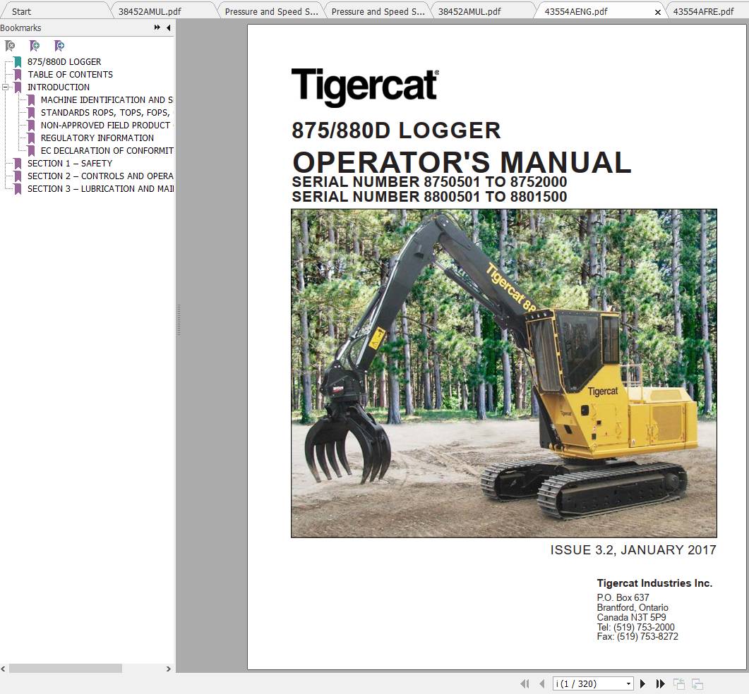Tigercat Logger 880D 8800501 8801500 Operator Service Manual 2