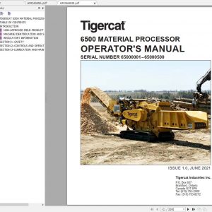 Tigercat Material Processor 6500 65000001–65000500 Operators Manual 62036AENG 1