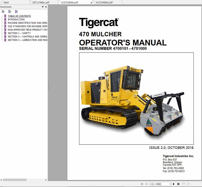 Tigercat Mulcher 470 4700101 4701000 Operator and Service Manual 2