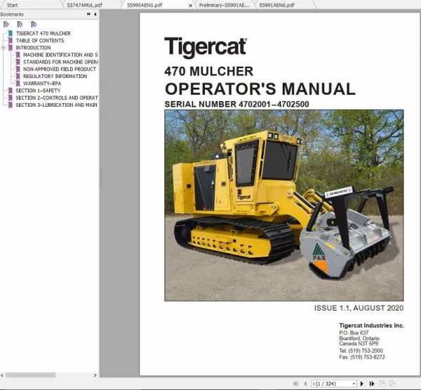 Tigercat Mulcher 470 4702001 4702500 Operator and Service Manual 2