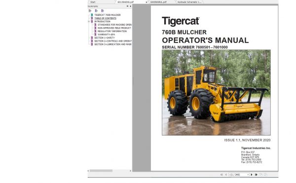 Tigercat Mulcher 760B 7600501 7601000 Operator Manual 1
