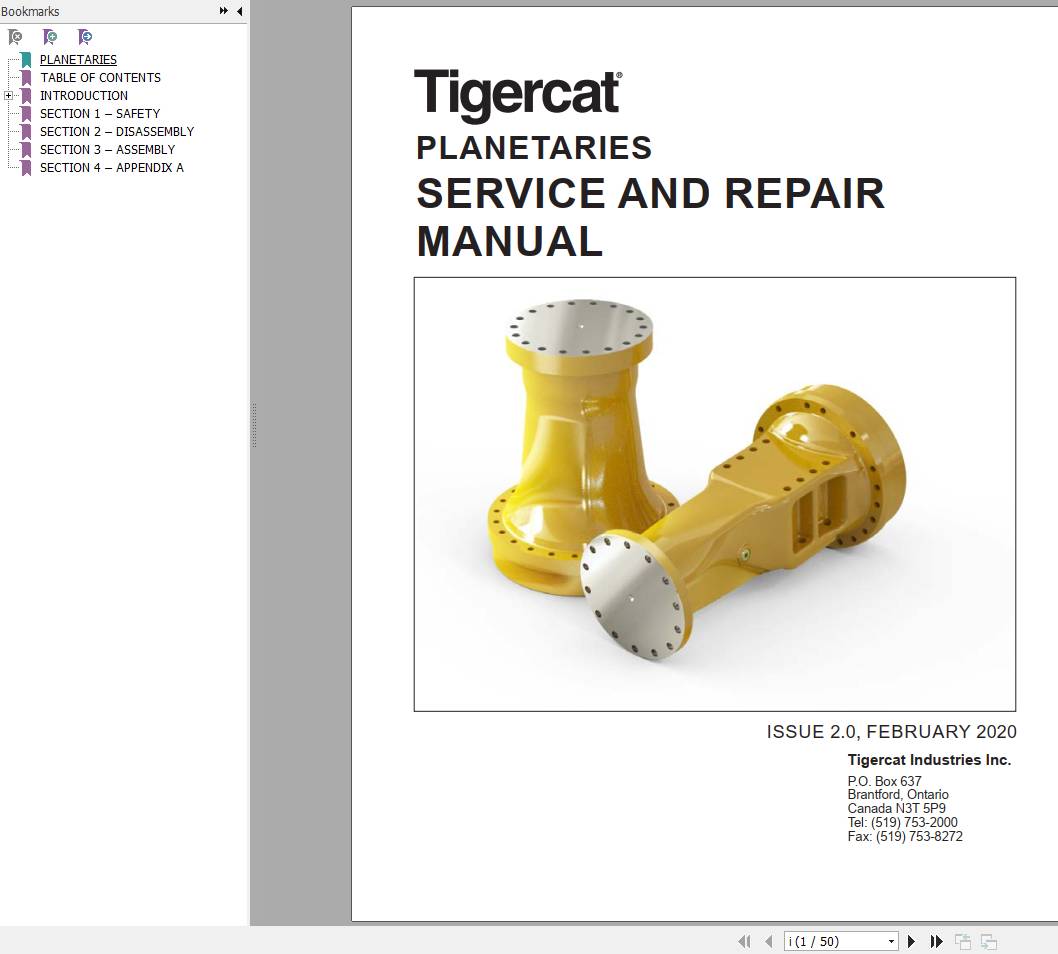 Tigercat Planetaries Service and Repair Manual 47738AENG 1