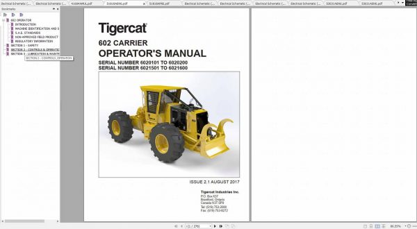 Tigercat Skidder 602 6020101 6027600 Operators Manual Electrical Schematic 2