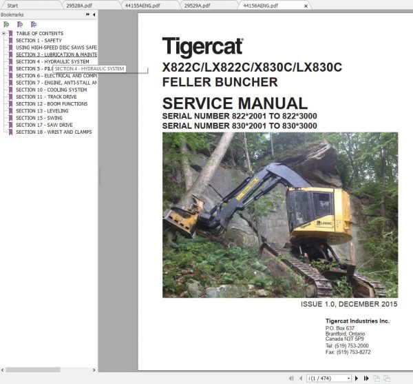 Tigercat X822C LX822C X830C LX830C Feller Buncher Operators Service Manual 2