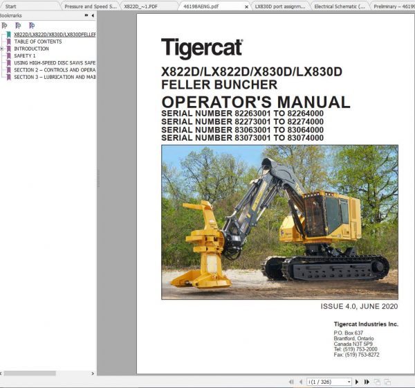 Tigercat X822D LX822D X830D LX830D Feller Buncher Operators Service Manual 2