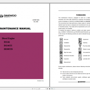 Daewoo Diesel Engine D1146 D1146TI DE08TIS Maintenance Manual 1