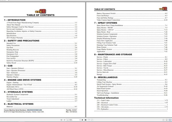Hagie Hi Tractor STS 10 SNU16101515001 200 Technical Manual 493597 2016 1