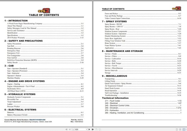 Hagie Hi Tractor STS 12 SNU16111414001 200 Technical Manual 493576 2016 1
