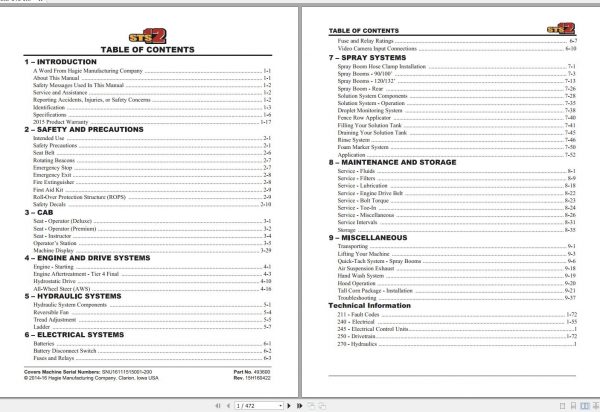 Hagie Hi Tractor STS 12 SNU16111515001 200 Technical Manual 493600 2016 1