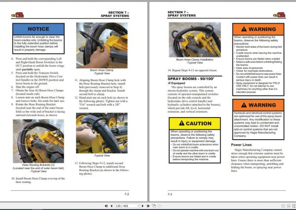 Hagie Hi Tractor STS 12 SNU16121515001 200 Technical Manual 493603 2016 2