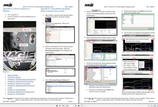 Hagie Hi Tractor STS 12 U1600880001 thru U1600880100 Operator Manual 493417 2009 2