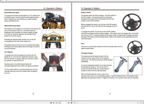 Hagie Hi Tractor STS 12 U1601331001 through U1601331200 Operator Manual 493551 2012 2