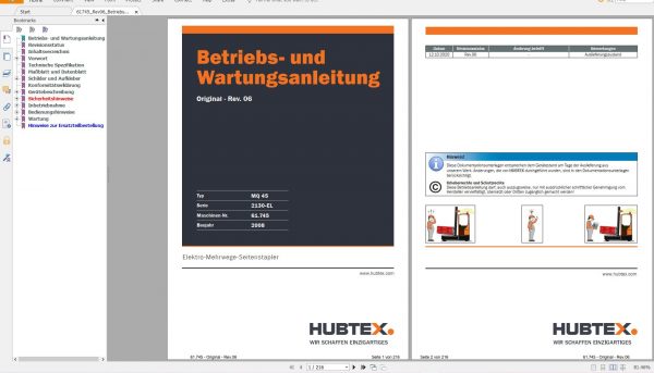 Hubtex Forklift 4.1 GB PDF German Updated 2021 Service and Part Manual DVD DE 13