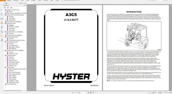 Hyster Forklift PDF Updated 11.2021 Class 1 5 Serivce Repair Manuals 5