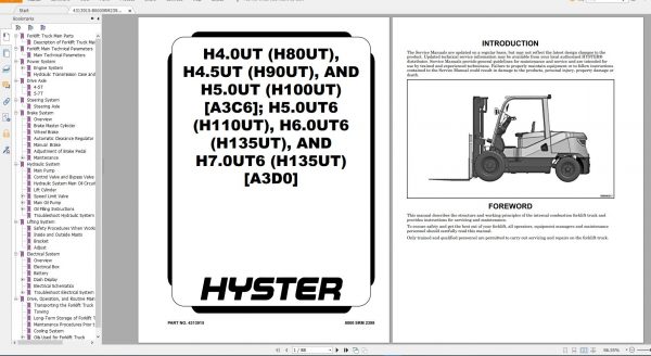 Hyster Forklift PDF Updated 11.2021 Class 1 5 Serivce Repair Manuals 8a15f3712e746c27e