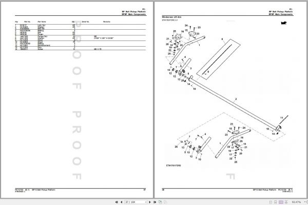 John Deere Belt Pickup Platform BP15 Parts Catalog PC13733 04 2