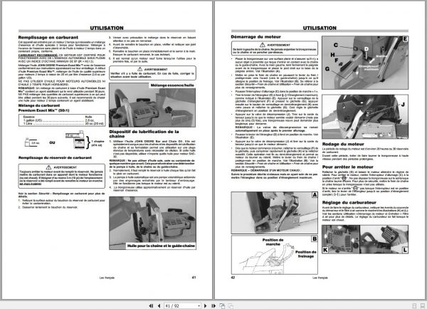 John Deere Chain Saws CS71 CS81 UT10919 UT10925 Operators Manual OMPS04120 K3 2000 2