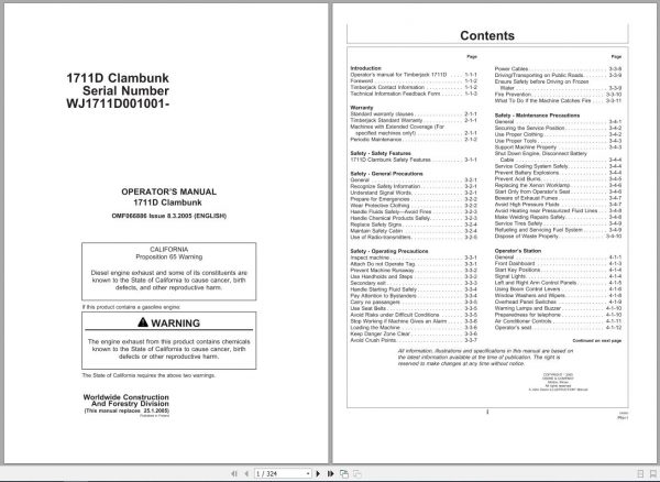 John Deere Clambunk 1711D WJ1711D001001 Operators Manual OMF066886 2005 1