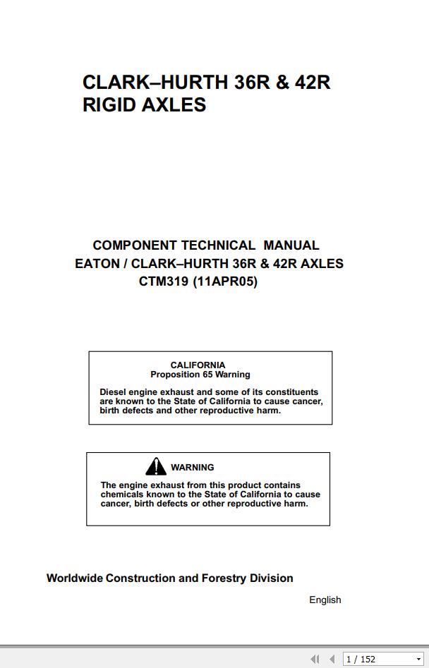 John Deere Clark Hurth Rigid Axles 36R 42R Technical Manual CTM319 1