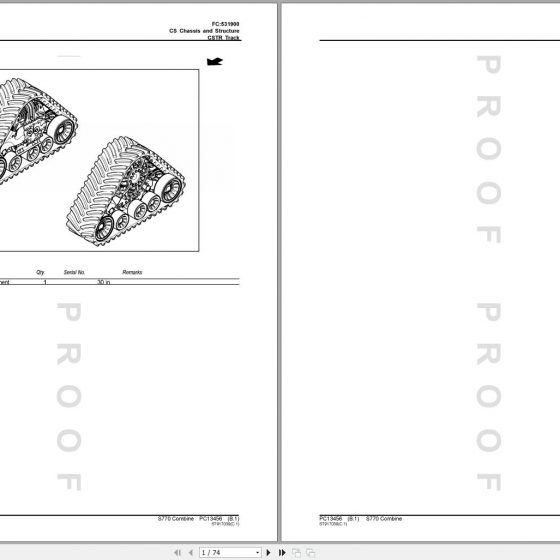 John Deere Combine CSTR Track CS Chassis & Structure S780 Parts Catalog