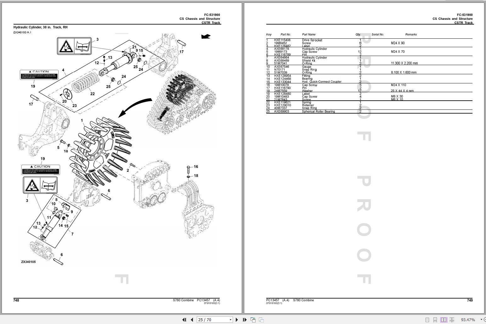 John Deere Combine CSTR Track CS Chassis & Structure S780 Parts Catalog