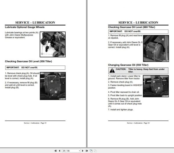 John Deere Compact Utility Tractors 550 660 PTO Tillers 50 55 Operators Manual OMM128097 F6 2