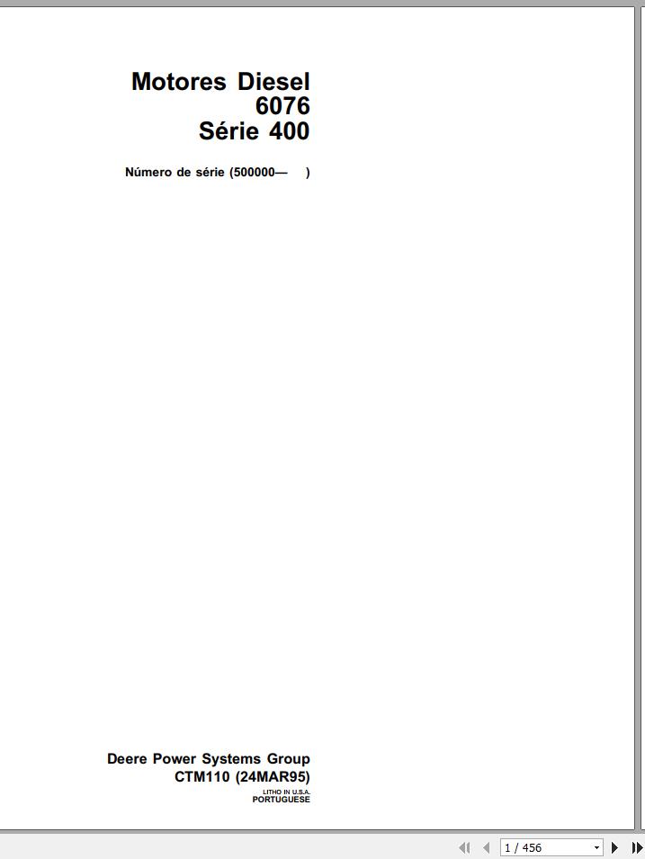 John Deere Diesel Engine 6076 Series 400 Technical Manual CTM110 ES 1