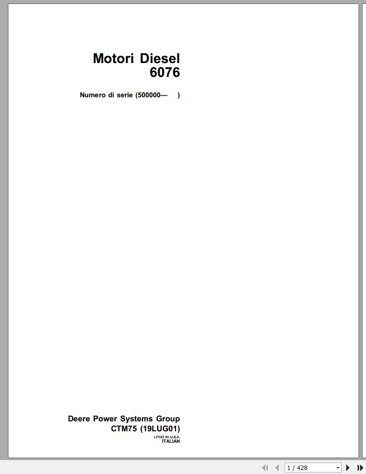 John Deere Diesel Engine 6076 Technical Manual CTM75 IT 1
